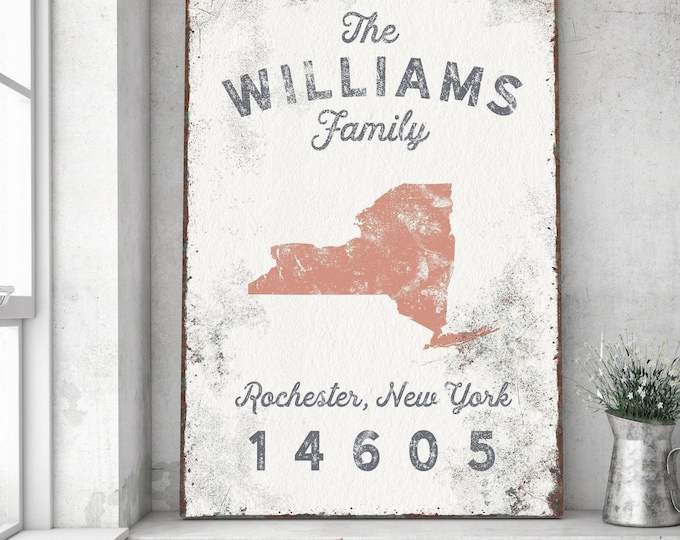 Family Name Wall Art: Personalized Farmhouse Decor (City, State, Zip)
