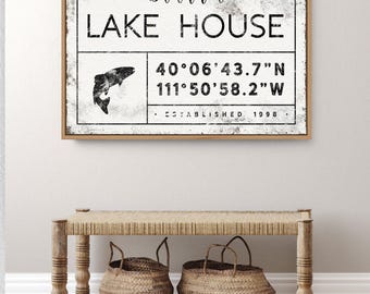 Trout Fishing Sign: Custom Family Name, Nautical Lakehouse Art - Canvas or Aluminum