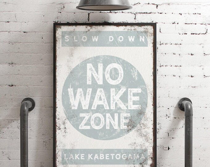 Lake House No Wake Sign, Vintage Nautical Style (Customizable)