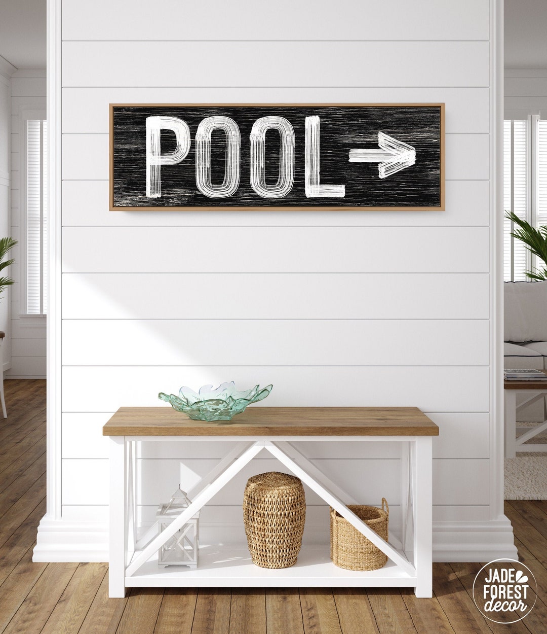 Vintage Black POOL Sign With Arrow Black and White Etsy