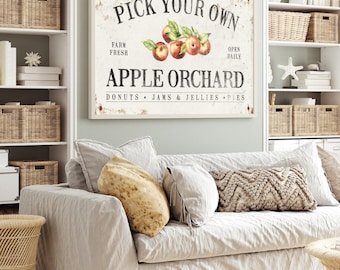 Apple Orchard Wall Art - Personalized Vintage Fall Canvas Sign