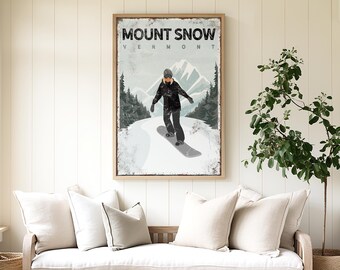Custom Snowboard Lodge Art - Mount Snow Vermont Wall Decor
