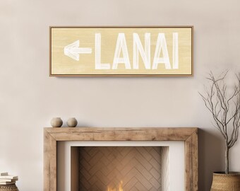Boho Lanai Wall Sign, Vintage Yellow Sand (Custom Arrow, Multiple Sizes)