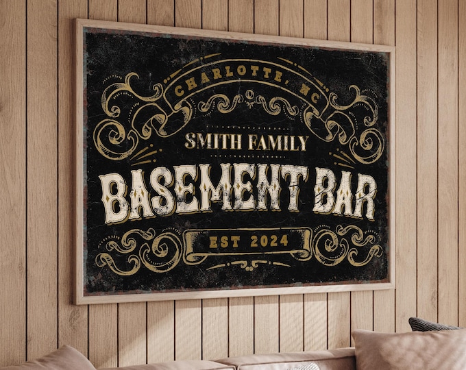 Basement Bar Sign: Vintage Speakeasy Style - Metal, Personalized