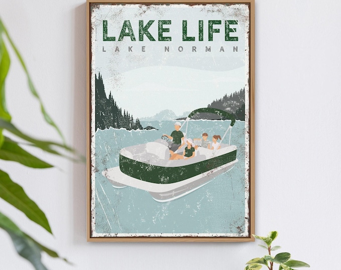 Lake House Family Pontoon Boat Sign (Custom Text, Forest Green)