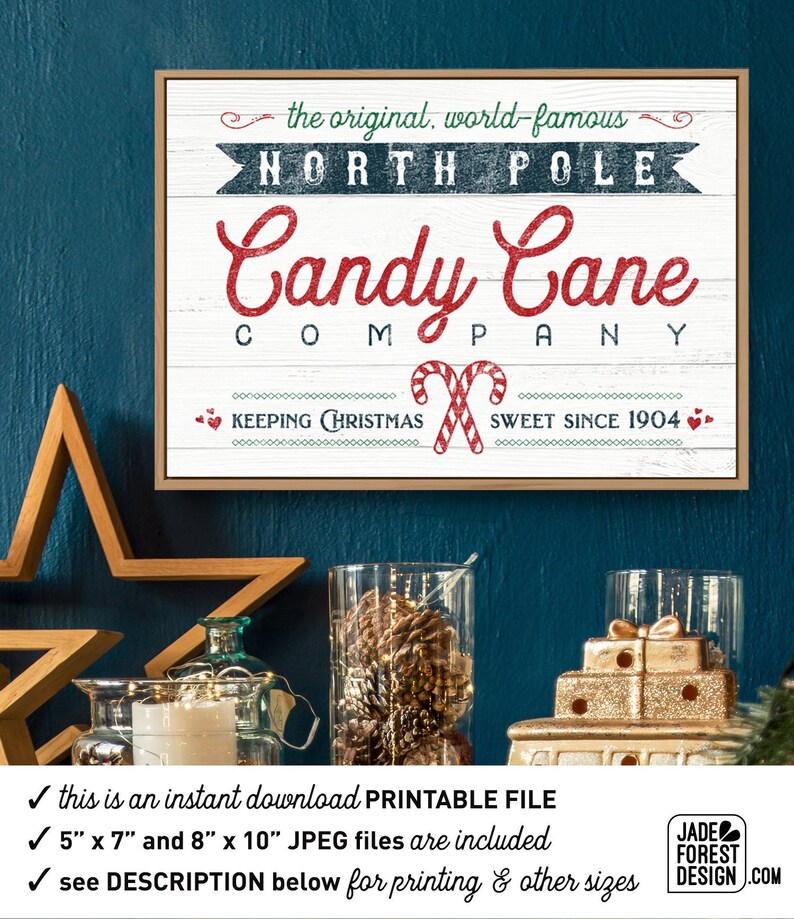 North pole CANDY CANE COMPANY sign instant download printable Etsy
