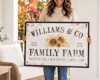 Sunflower Art, Personalized Flower Stand Sign, Vintage Fall Farm Wall Decor