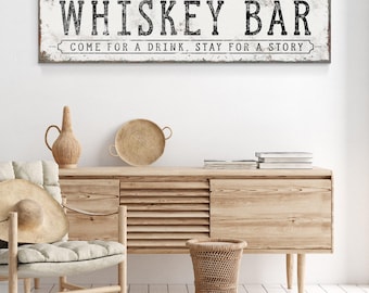 Personalized Whiskey Bar Sign: Large Vintage Farmhouse Decor