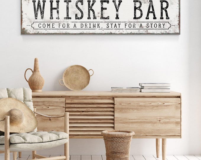 Personalized Whiskey Bar Sign: Large Vintage Farmhouse Decor