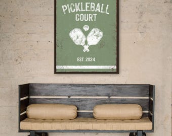 Personalized Pickleball Court Sign - Custom Name with Paddles Design