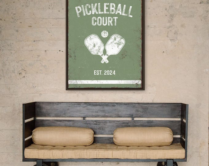 Personalized Pickleball Court Sign - Custom Name with Paddles Design
