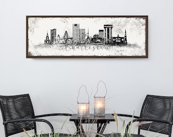 Charleston Skyline Wall Art: Black and White Farmhouse Decor