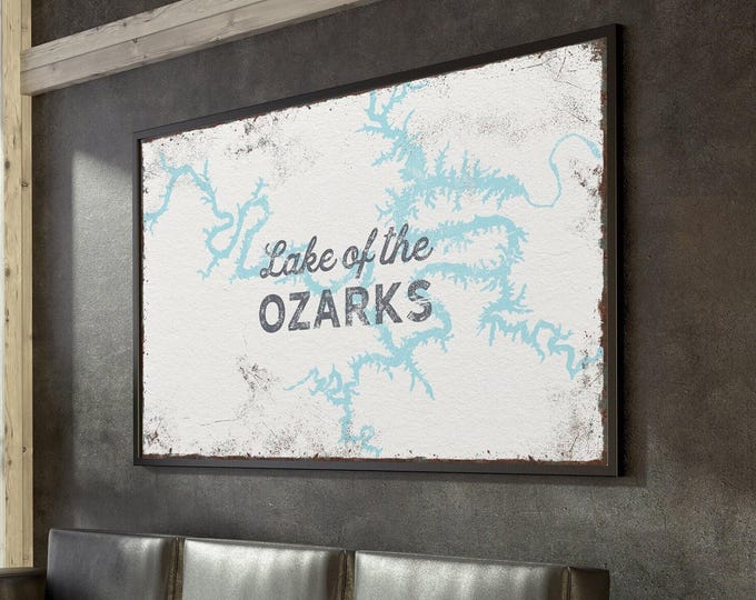Contour Map Lake, Lake Of The Ozarks Shape, Light Blue Silhouette For Your Lake House