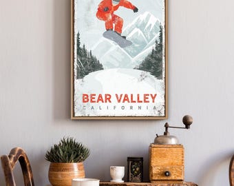 Vintage Snowboard Wall Art - Personalized Mountain Ski Lodge Sign
