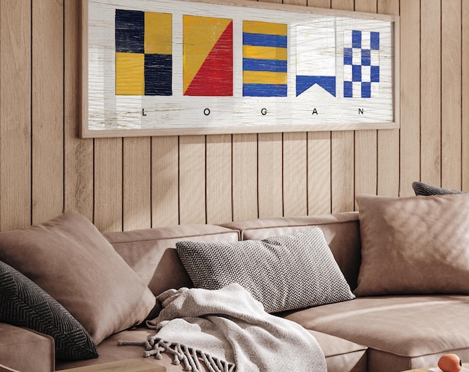 Custom Sailing Flags Sign - Personalized Nautical Wall Decor