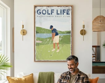 Custom Golf Life Sign - Vintage Look with Personalized Text