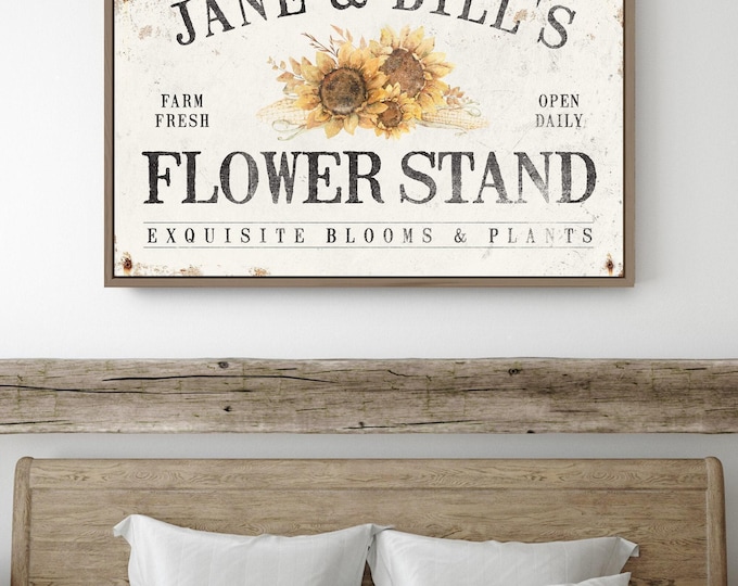 Personalized Flower Stand Sign: Vintage Fall Sunflower Wall Art