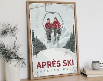 Rustic Après Ski Poster: Mountain Lodge Canvas Print (Personalized Text)