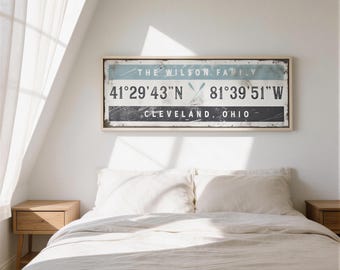 Custom Coordinates Wall Art - Vintage Nautical Lake House Decor