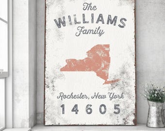 Family Name Wall Art: Personalized Farmhouse Decor (City, State, Zip)