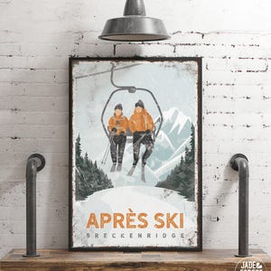 Vintage Ski Poster, Skiing Gift For Him, Custom Wall Art, Après Ski Sign On Canvas, Mountain Lodge Decoration, Colorado Breckenridge {vpi}