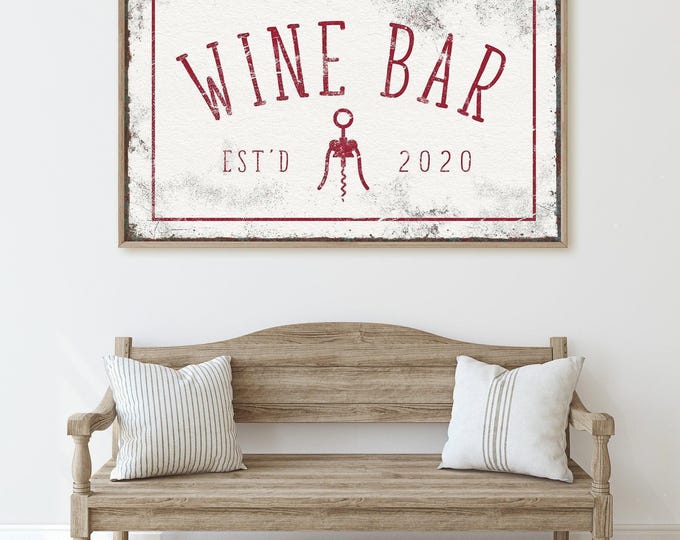 Vintage Wine Bar Canvas, Personalized Corkscrew Art (Multiple Sizes)