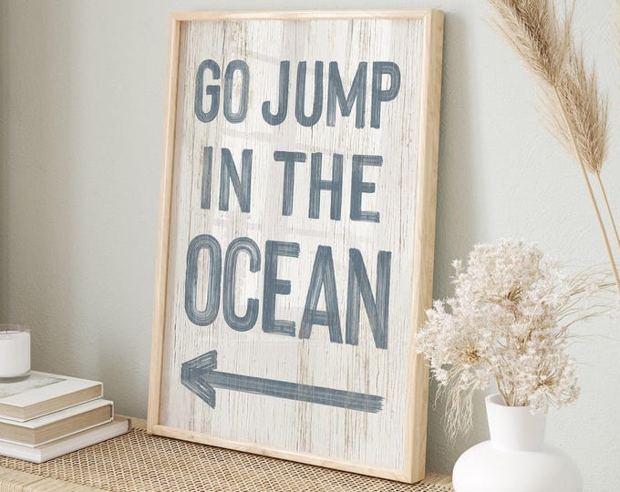 Ocean Canvas Print: Vintage Style Wall Art (Custom Arrow & Color)