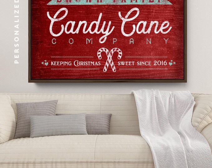 Christmas Wall Sign: Personalized Family Name - Canvas or Paper