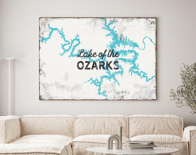 Lake of the Ozarks Canvas Art, Turquoise Blue Vintage (Personalized)