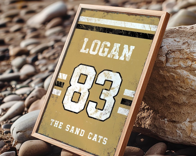 Sports Room Sign: Playful Yellow Jersey Style (Kids’ Custom Text)