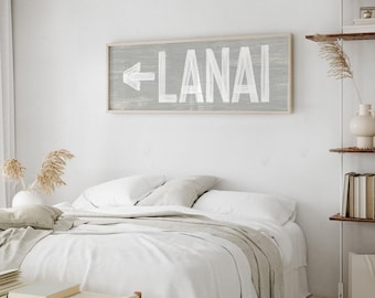 LANAI Directional Sign: Large Stone Gray - Customizable Arrow