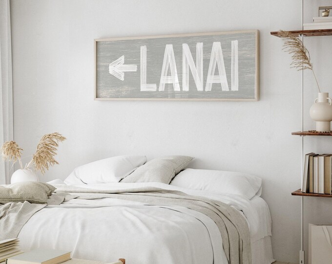 LANAI Directional Sign: Large Stone Gray - Customizable Arrow