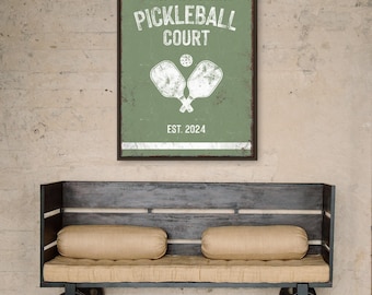 Personalized Pickleball Court Sign - Custom Name with Paddles Design
