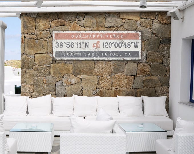 Personalized Coordinates Sign: Vintage Lake House Wall Art