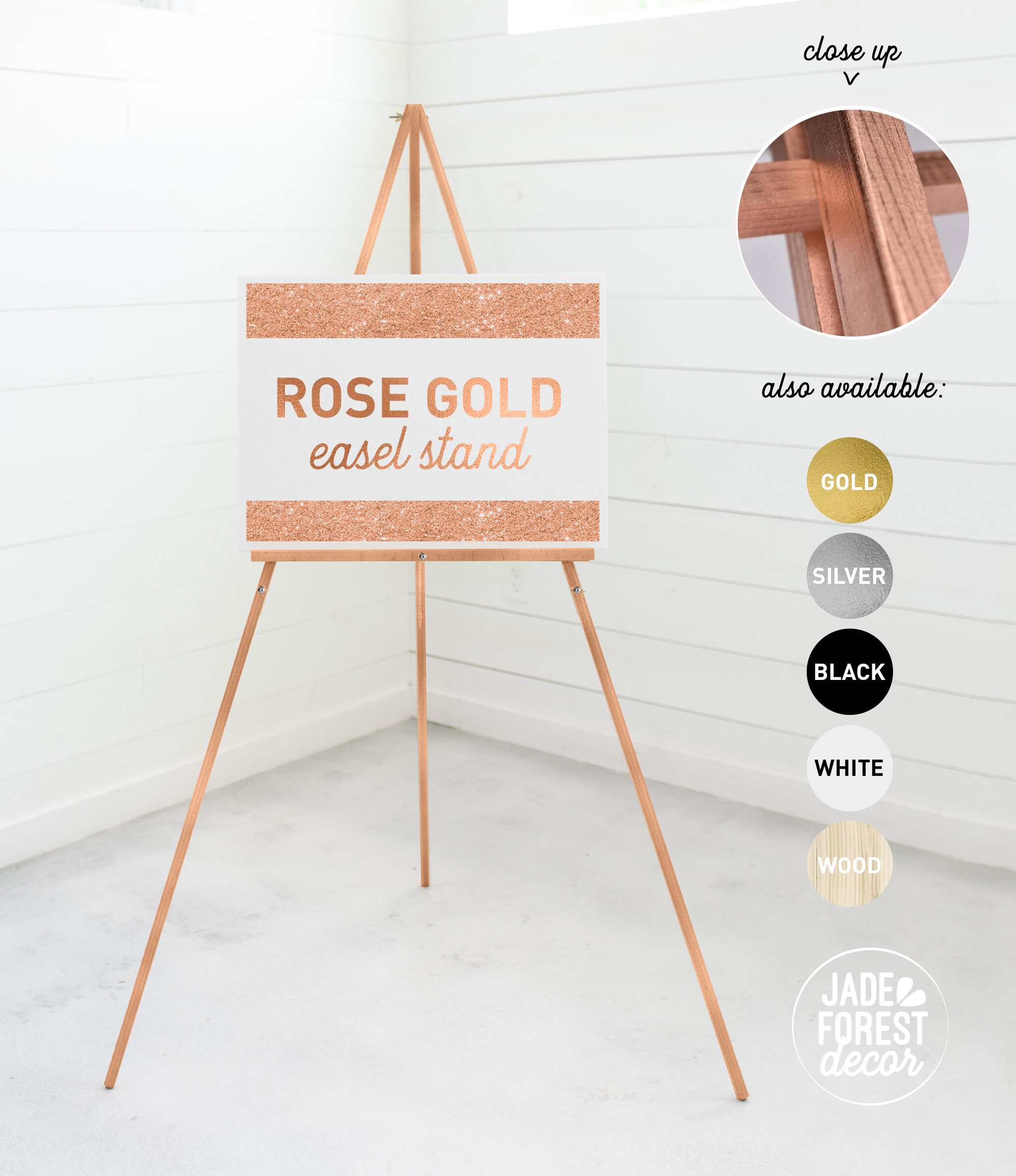 Easel Stand for Wedding Sign > Gold Floor Easel, Painted Metallic Gold