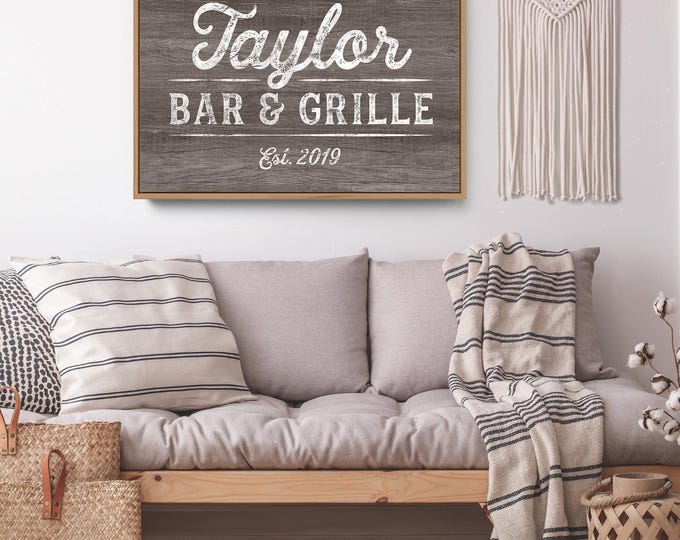 Custom Name Canvas: Taupe Rustic Wood Look - Modern Farmhouse Style