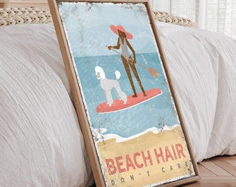Beach House Wall Art: Vintage Poodle Dog Sign - Custom Colors