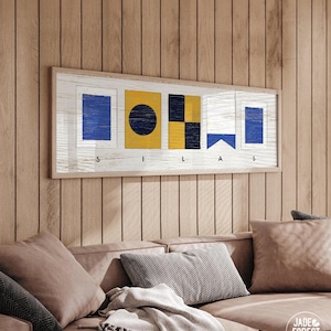 Nautical Flag Sign with Custom Name, Maritime Signal Flags Wall Art, Personalized Sailing Gift