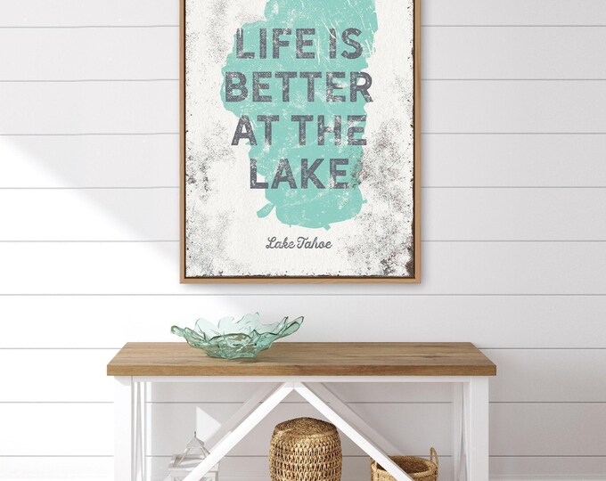 Lake House Wall Art: Vintage Style, Seafoam Green - Customizable Print
