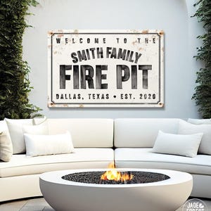 Letrero para fogata con nombre familiar, metal rústico (decoración impermeable para patio)