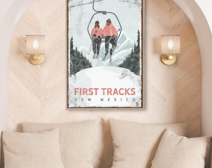 Vintage Ski Lodge Canvas: Personalized Mountain Wall Art