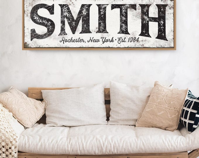 Personalized Family Name Print: Farmhouse Style with Town & Year