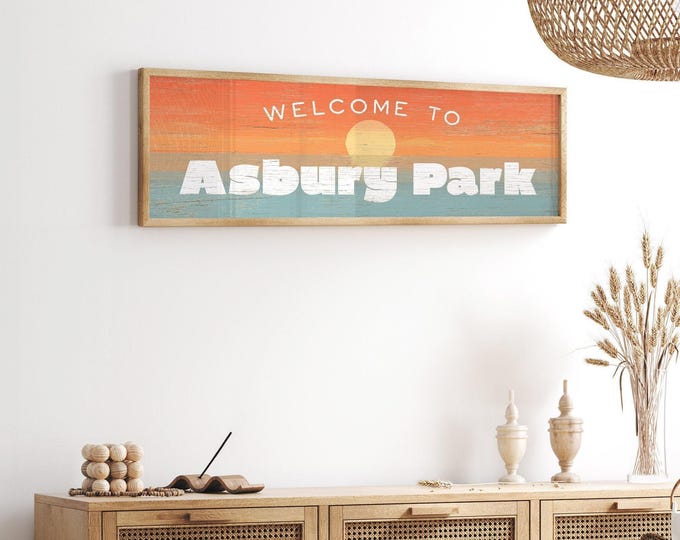 Welcome Sign: Jersey Shore Sunset Art (Custom Sizes and Frames)