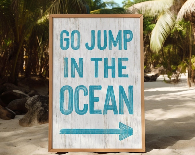 Canvas Wall Art: Blue and White Beach Arrow - Rustic Farmhouse Style