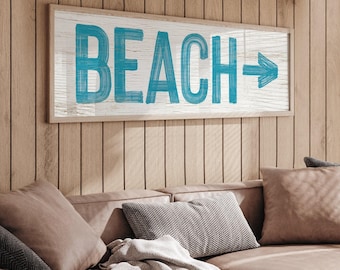 Vintage Duck Beach Arrow Sign: Blue Rustic Farmhouse Decor