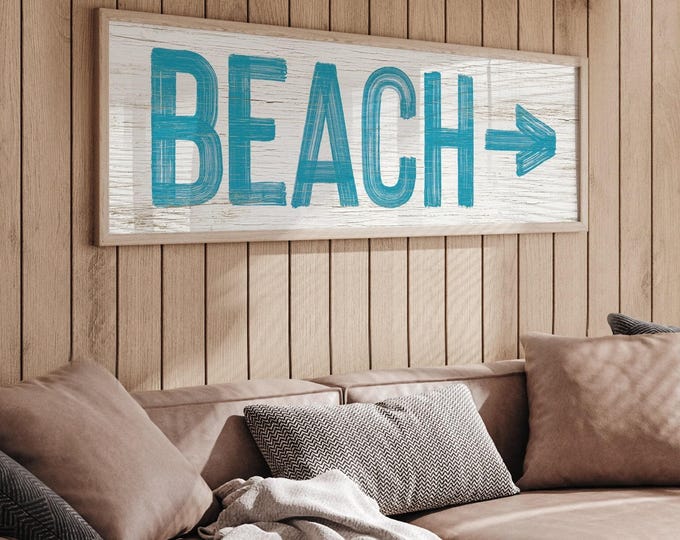 Vintage Duck Beach Arrow Sign: Blue Rustic Farmhouse Decor