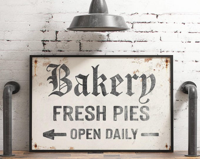 Bakery Directional Sign, Cream Fresh Pies Kitchen Wall Art, Farmhouse Decor