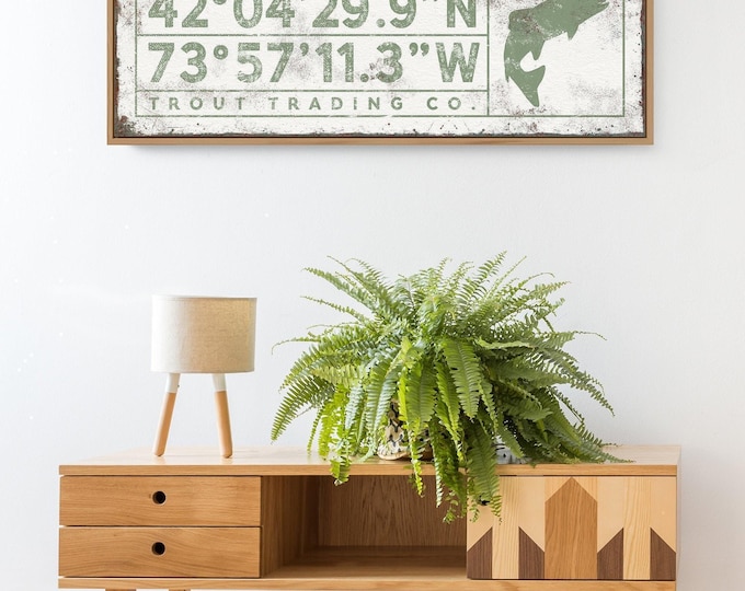 Coordinates Wall Art Personalized With Your Shop Name, Sage Green Wall Art