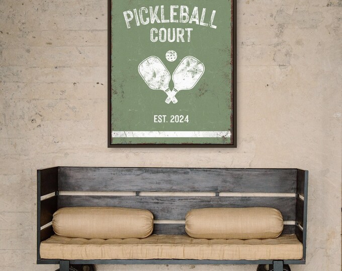 Personalized Pickleball Court Sign - Custom Name with Paddles Design