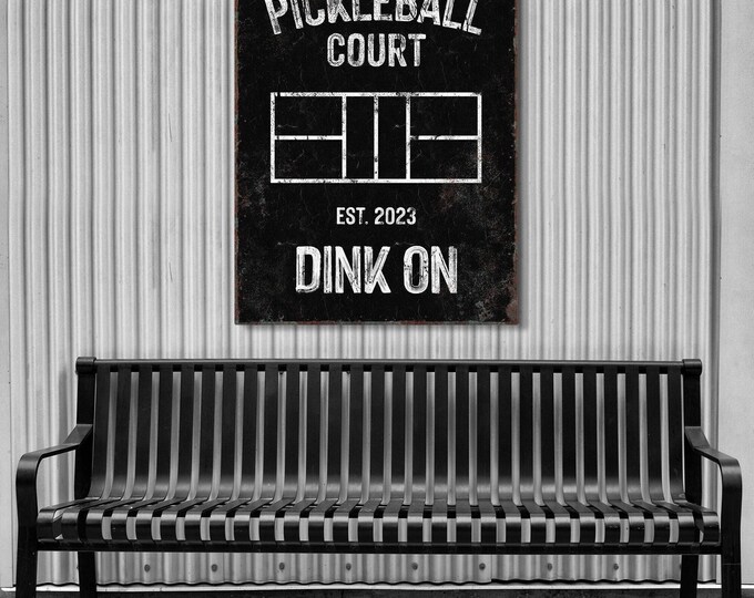 Pickleball Court Sign: Personalized Home Decor (Black & White)